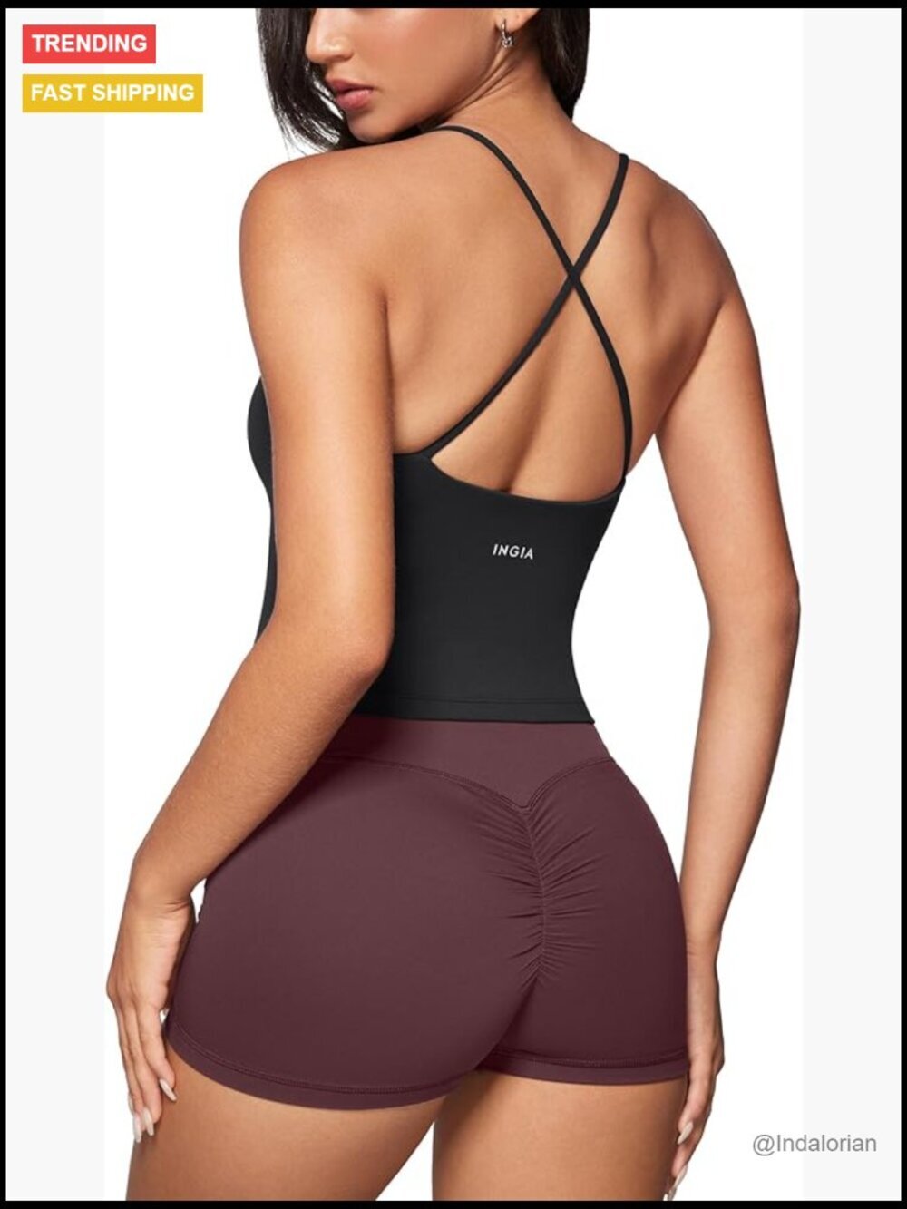 Low Scoop Neck Tank Top with Built-in Bra, Criss Cross Back, Cropped, Sleeveless